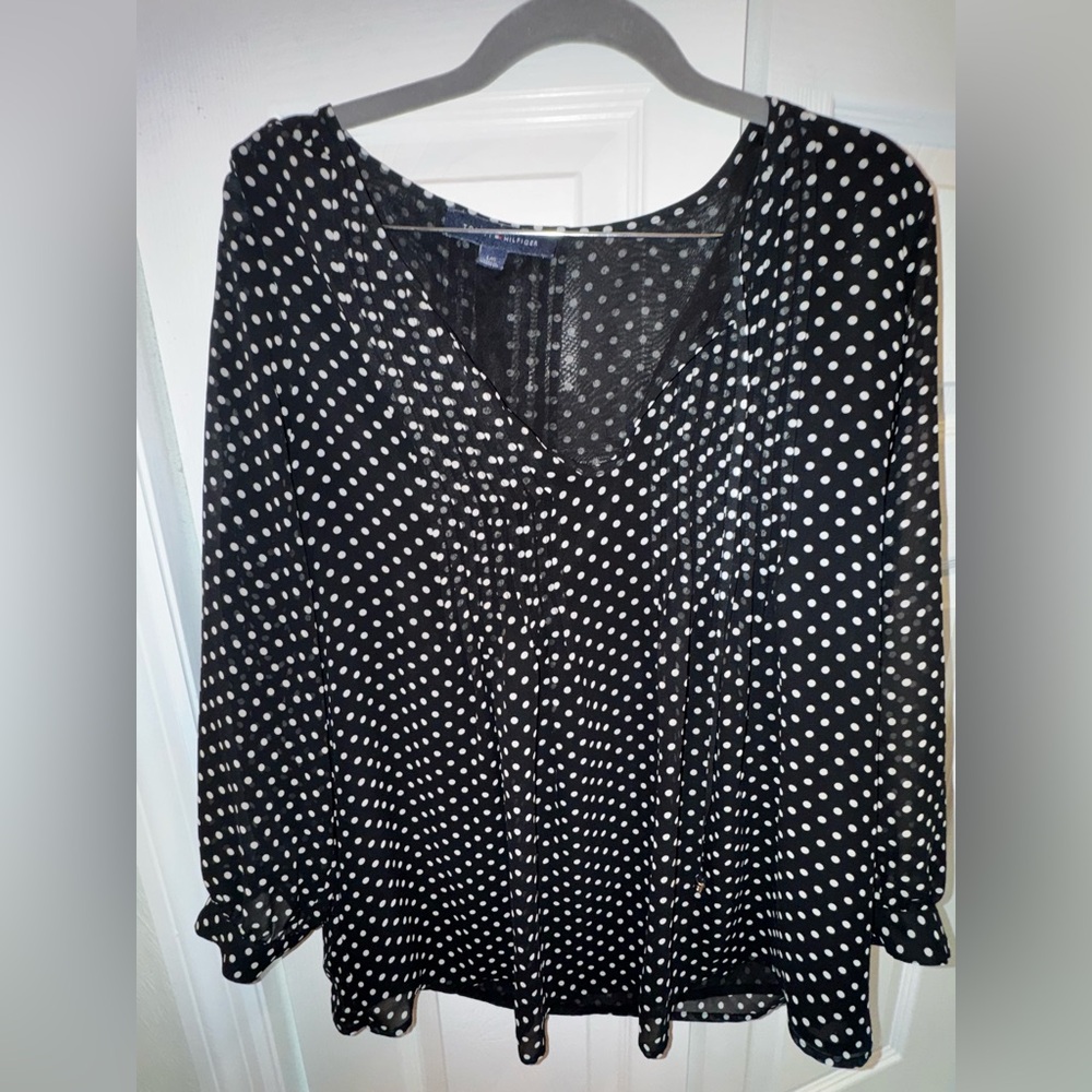 Tommy Hilfiger Black and White Polka Dot Blouse